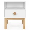 Table de nuit enfant avec 1 tiroir et 1 niche blanc et bois