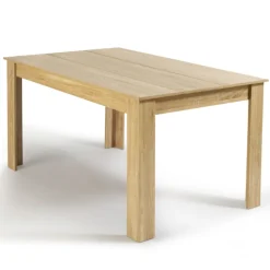 Table de salle à manger en bois imitation hêtre 6 personnes