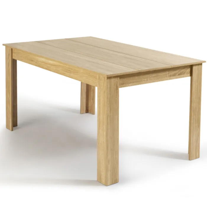 Table de salle à manger en bois imitation hêtre 6 personnes