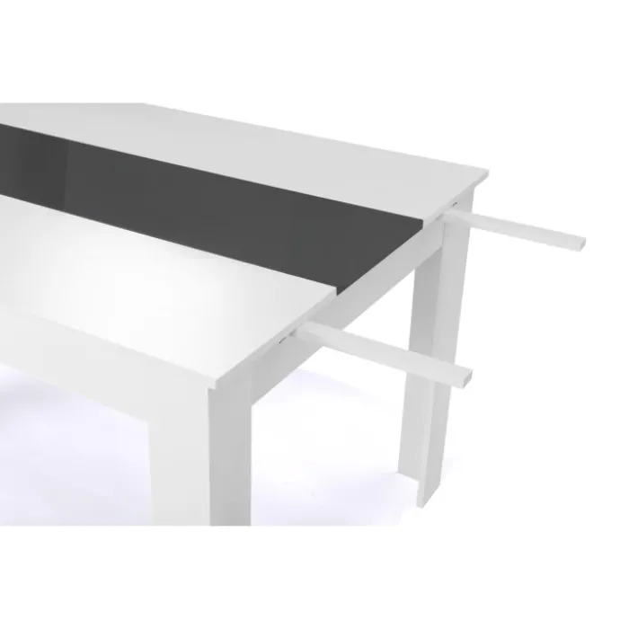 Table de salle à manger extensible blanche et grise 6-10 personnes