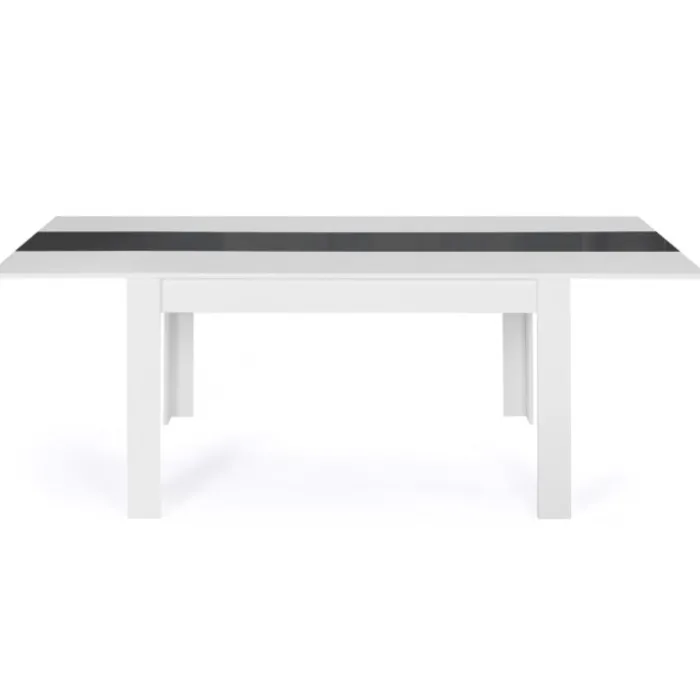 Table de salle à manger extensible blanche et grise 6-10 personnes