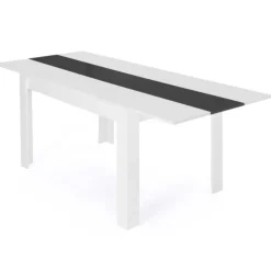 Table de salle à manger extensible blanche et grise 6-10 personnes