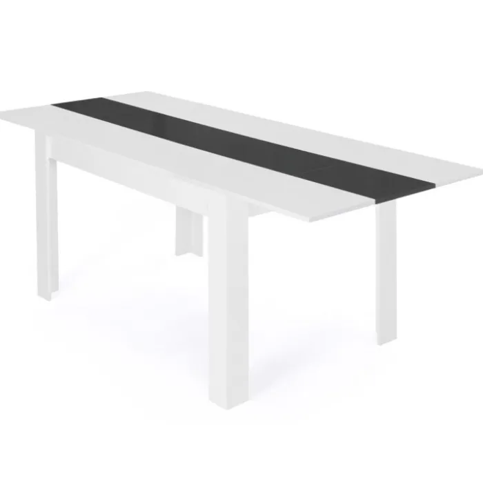 Table de salle à manger extensible blanche et grise 6-10 personnes