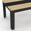 Table de salle à manger noire et imitation hêtre 8 personnes