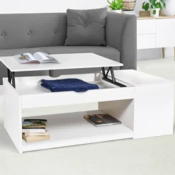 Table de salon avec plateau relevable blanche
