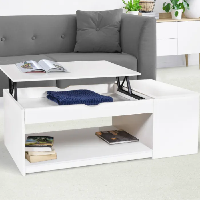 Table de salon avec plateau relevable blanche