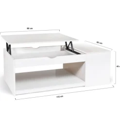 Table de salon avec plateau relevable blanche