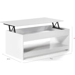 Table de salon blanche avec plateau relevable