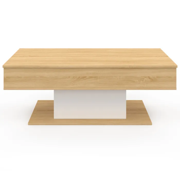 Table de salon relevable bois et blanc