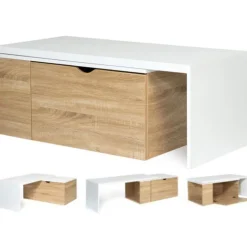 Table de salon rotative avec coffre de rangement