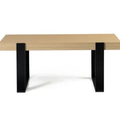 Table de salon style industriel bois et noir