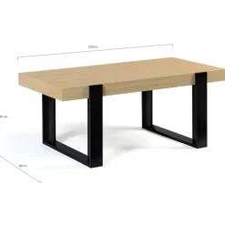 Table de salon style industriel bois et noir