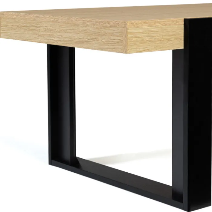 Table de salon style industriel bois et noir