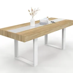Table extensible 4 à 8 personnes bois et blanc