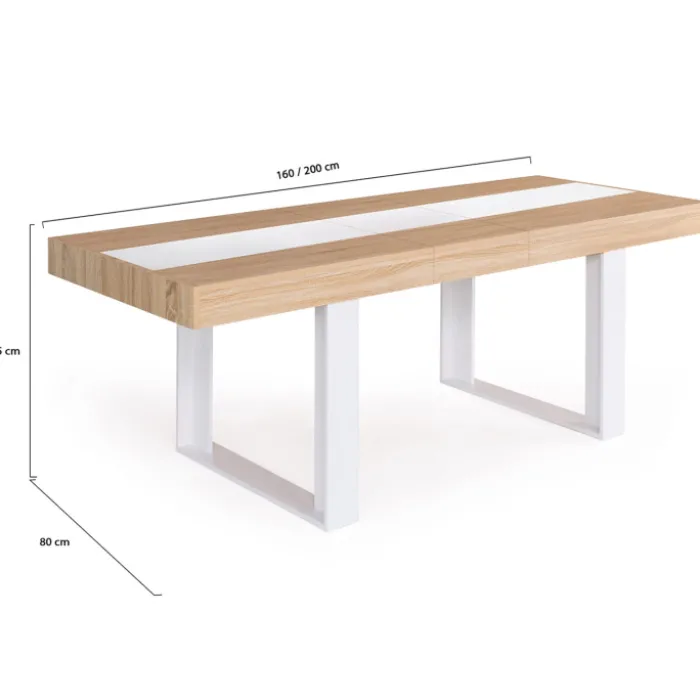 Table extensible 4 à 8 personnes bois et blanc