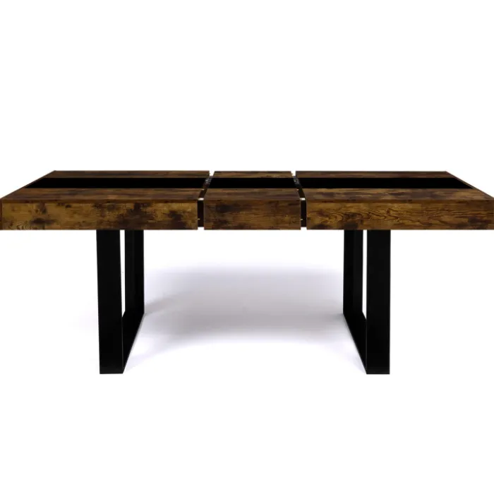 Table extensible 4 à 8 personnes bois effet vieilli et noir