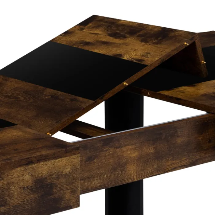 Table extensible 4 à 8 personnes bois effet vieilli et noir