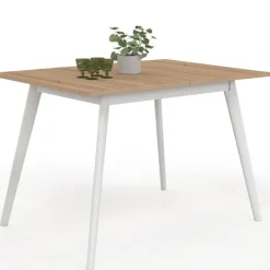 Table extensible scandinave bois et pieds blancs