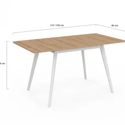 Table extensible scandinave bois et pieds blancs