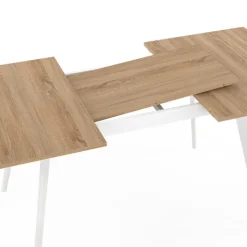 Table extensible scandinave bois et pieds blancs