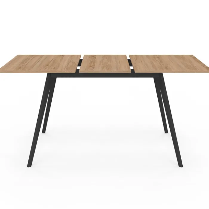 Table extensible scandinave plateau bois pieds noirs 110-150 cm