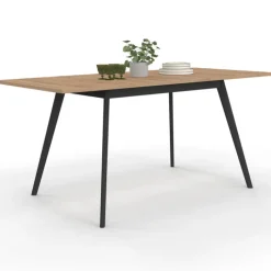 Table extensible scandinave plateau bois pieds noirs 110-150 cm