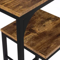 Table haute avec 2 tabourets bois effet vieilli