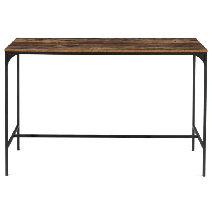 Table haute avec 6 tabourets bois effet vieilli