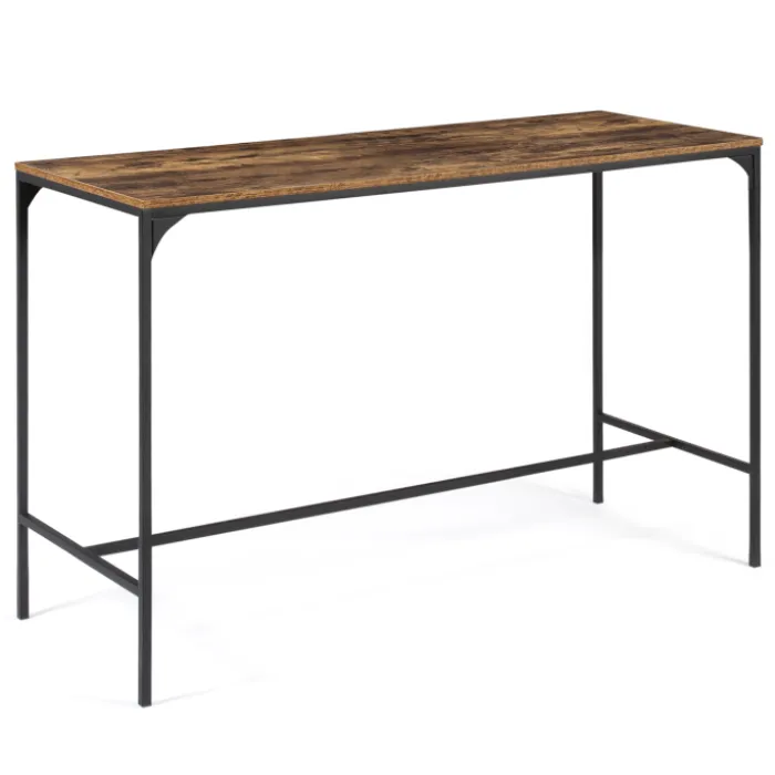 Table haute avec 6 tabourets bois effet vieilli