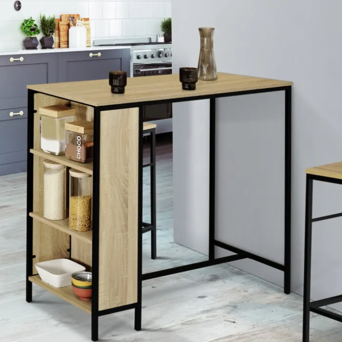 Table haute avec tabourets pour 2 style industriel