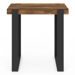 Table haute de bar bois foncé effet vieilli et noir 90 cm