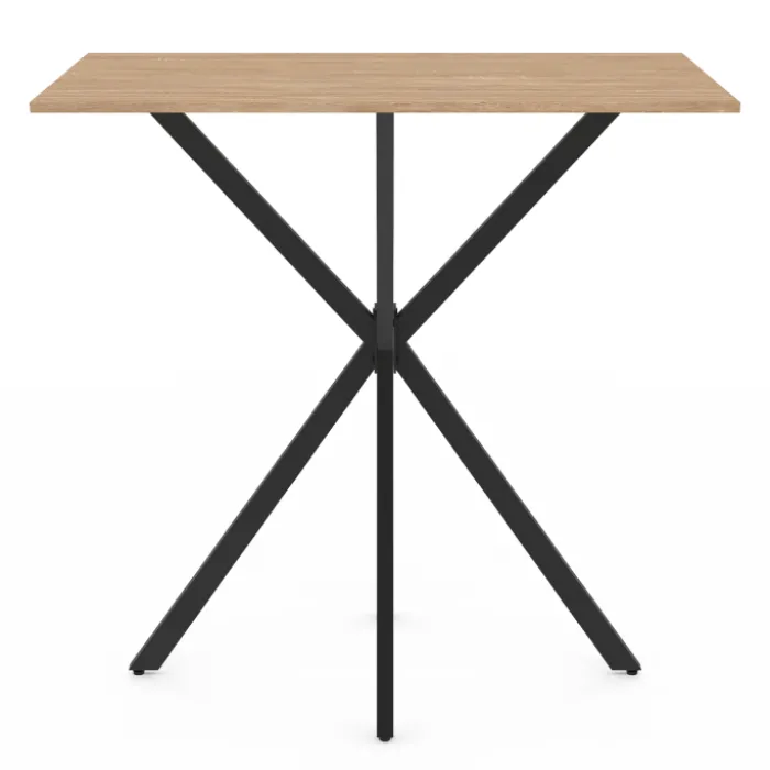 Table haute mange debout recangulaire bois et métal noir pied araignée 100 cm