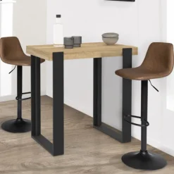 Table haute mange debout noir et bois 90 cm