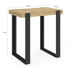 Table haute mange debout noir et bois 90 cm