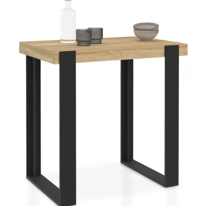 Table haute mange debout noir et bois 90 cm