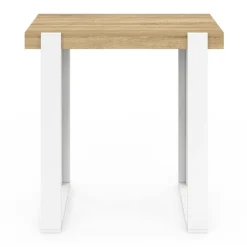 Table haute mange-debout blanc et bois 90 cm