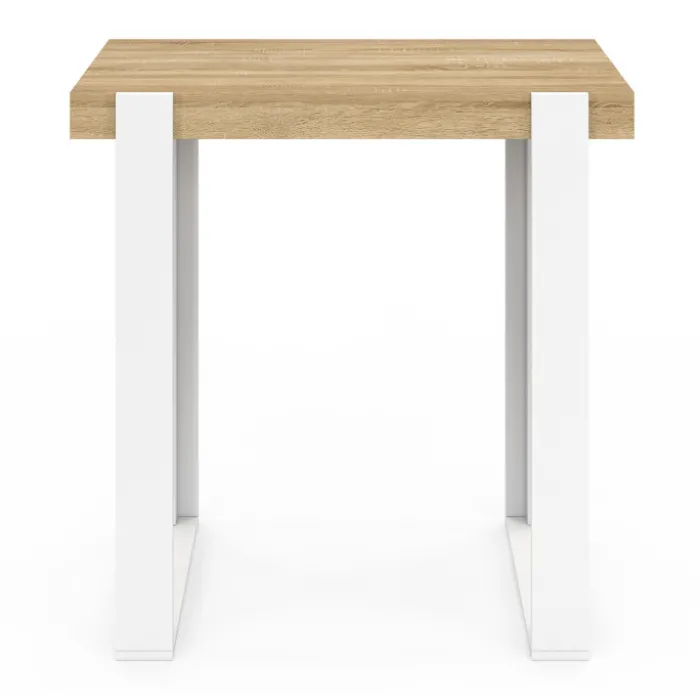 Table haute mange-debout blanc et bois 90 cm