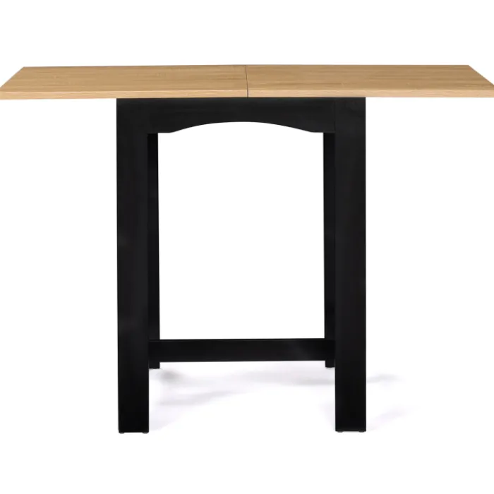 Table haute mange-debout extensible noire et bois