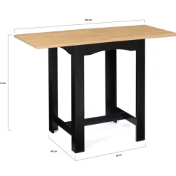 Table haute mange-debout extensible noire et bois