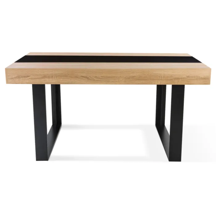 Table industrielle bois et noire 6 personnes 160 cm