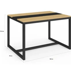 Table industrielle bois et métal 6 personnes 120 cm