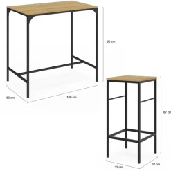 Table mange debout style industriel avec tabourets