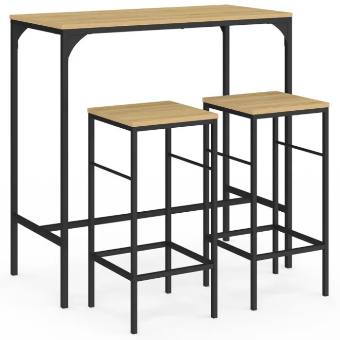 Table mange-debout style industriel avec 2 tabourets
