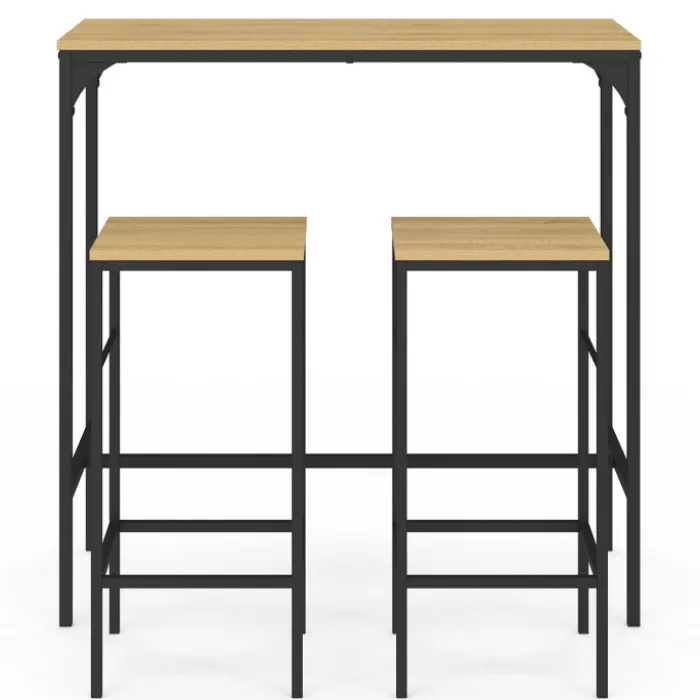 Table mange-debout style industriel avec 2 tabourets