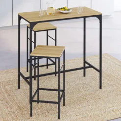 Table mange-debout style industriel avec 2 tabourets