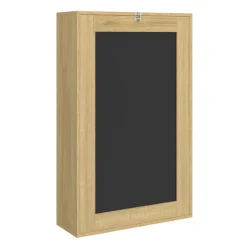 Table murale pliable MACCHIA avec étagères et tableau craie 2 personnes bois et noir