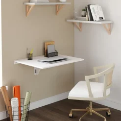Table murale rabattable bois blanc 2 personnes L.70cm