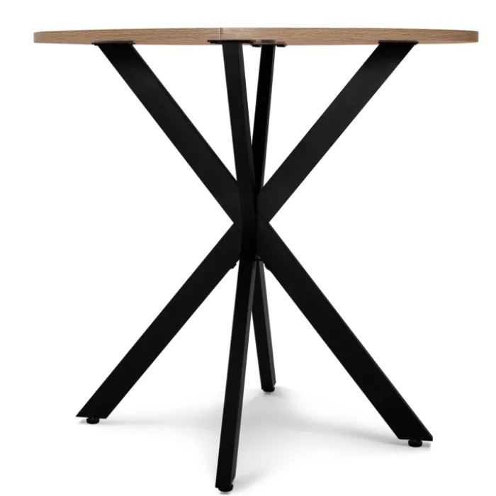 Table pied araignée ronde bois et métal noir 80 cm