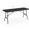 Table pliante d appoint portable 180 cm pour camping ou réception imitation bois noir