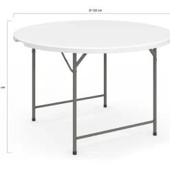 Table pliante d'appoint portable ronde 122 cm camping ou réception avec housse blanche